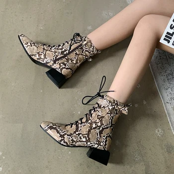 MORAZORA 2020 dimensiuni Mari 34-48 femei brand cizme de moda șarpe med tocuri deget de la picior pătrat doamnelor pantofi toamna iarna ghete