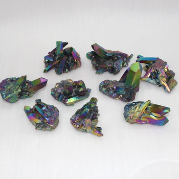 Naturale Cristal Grup de Șapte Curcubee Galvanizare Bogat și colorat pietre de cuarț ambarcațiunile Acasă decoratiuni