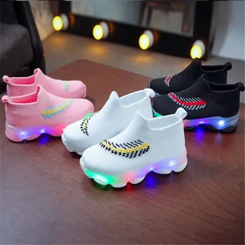 Noi Copiii Lumini LED Șosete, Pantofi Fete Baieti Luminat ochiurilor de Plasă Respirabil Copilul Adidași Student Copii Sport Balerini Pantofi pentru Copii 018