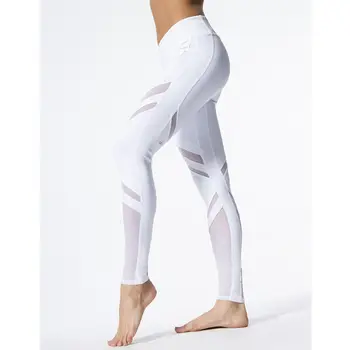 Noi Femeile Talie Mare De Fitness Yoga Pantaloni Leggings Stretch Pantaloni Pantaloni Femei Skinny Plasă De Mozaic Alb De Funcționare Jambiere