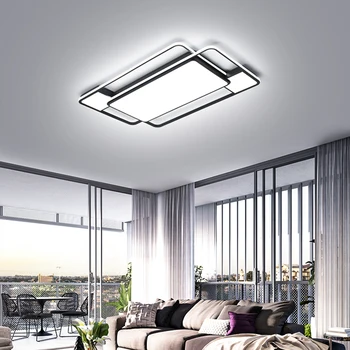Nordic LED Plafon Metalic Lumina Fictures cu Control de la Distanță Modern Negru Estompat Lampă de Tavan pentru Camera de zi Dormitor Bucatarie