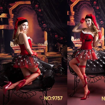 Noul vest de Crăciun rochie roșie plasă de Crăciun rochie de rol uniformă tentația set