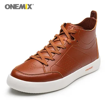 ONEMIX Om de Mers pe jos Pantofi Pentru Bărbați Micro-Fibre din piele de Înaltă Designer de Formatori Maro Lumină Moale Impermeabil în aer liber Trail Adidasi