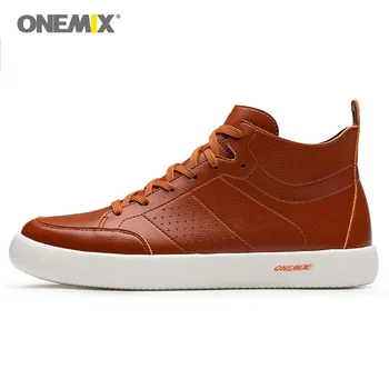 ONEMIX Om de Mers pe jos Pantofi Pentru Bărbați Micro-Fibre din piele de Înaltă Designer de Formatori Maro Lumină Moale Impermeabil în aer liber Trail Adidasi