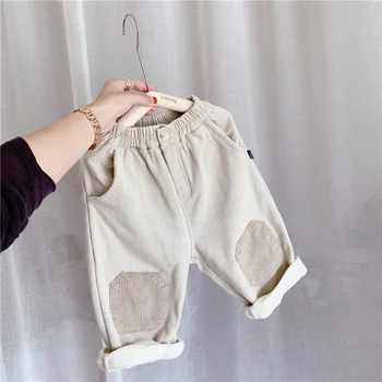 Pantaloni Catifea Pentru Fete Toamna Iarna Copii, Casual, Pantaloni Drepte Talie Elastic Plus Catifea Caldă Copii De Școală Pantaloni Harem