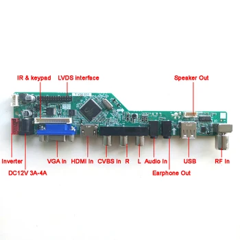 Pentru M141NWW1-001/101/103 T. V56 de pe placa de control de la Distanță+Invertor+tastatura VGA AV USB RF display LCD 1CCFL 30Pin LVDS DIY kit