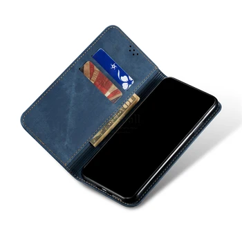 Pentru Xiaomi Redmi Nota 9 Portofel Caz Magnetic Carte Husa Flip Cover Pentru Redmi 9A 9C Denim Genti din Piele Kickstand Titularului Cardului