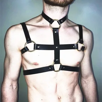 Piele Fetish Barbati Gay Cablajului Gotic Reglabil Corpul Robie Ham Piept curea Curea Punk Rave Costume pentru BDSM Bondage Gay