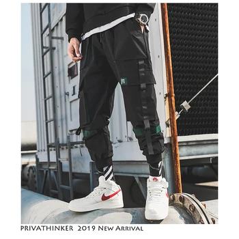 Privathinker Bărbați Hip Hop Curea De Pantaloni De Marfă 2020 Om Mozaic Salopete Japoneză Streetwear Jogging Pantaloni Barbati Designer De Pantaloni Harem
