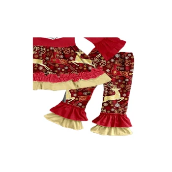 Ren tesatura de îmbrăcăminte set fata de Crăciun costum roșu cu dantela