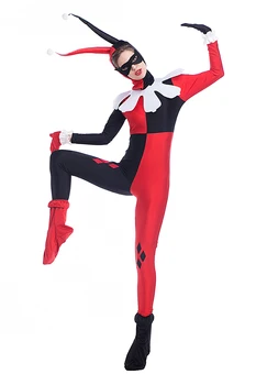 Rău Clovn Amuzant Costum Catsuit Femei Răi Cosplay Salopeta Horror Sinister Jester Bodysuit Îmbrăcăminte Pentru Femei De Halloween