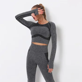SALSPOR Yoga Tricouri Femei Sala de Fitness de Top Tricouri Cu Degetul Gaura Sport fara Spate Respirabil Jogging Maneca Lunga