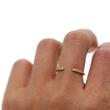 Simplu minime de design de bijuterii deschide regla culoarea de aur cz femei fata deget simplu inel delicat ieftine