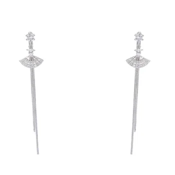 SODROV Argint 925, împânzit cu Diamante Mici Ventilator Ciucure de sex Feminin Cercei Bijuterie Argint Cercei pentru Femei