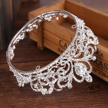 Trendy Argint Culoare Cristal Crown Princess Tiara De Nunta Accesorii De Par Mici, Rotunde Coroana De Printesa Ornament De Par Pentru Mirese