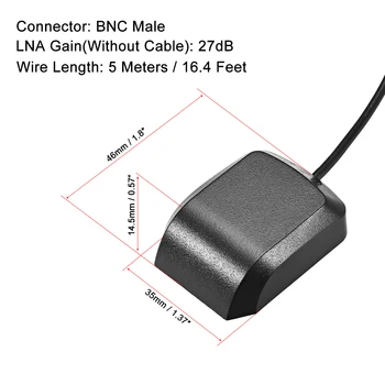 Uxcell 1 Buc GPS Activ Antena BNC Male Plug 27dB Aeriene Cablu Conector Magnetic 5 Metri M pentru GPS Auto, Port
