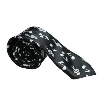 Winfox Moda Negru Notă Muzicală Femei Bărbați Bretele Papion Și Cravată Set