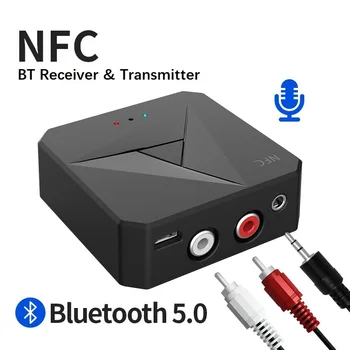 Wireless NFC Bluetooth 5.0 Receptor 3.5 mm AUX Jack Muzica Audio Wireless Adaptor Handsfree Apel si Microfon NFC Kit Auto Pentru TV Auto PE