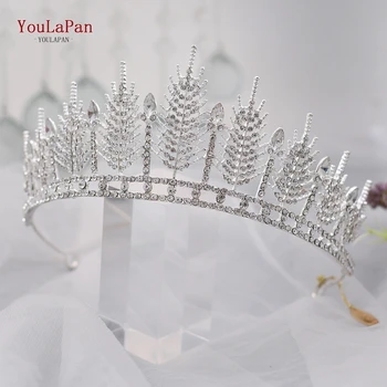 YouLaPan HP335 de Argint, Nunta de Aur a Reginei Coroana de Cristal Coroane și Diademe Baroc de Mireasa Accesorii de Par pentru Femei Tiara