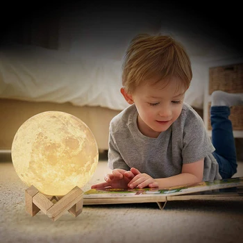ZK20 Dropshipping Luna Lampă 16 Culori LED 3D de Imprimare Lumina de Noapte cu Stand Reincarcabil pentru Copii Prieteni Iubitor de Cadouri