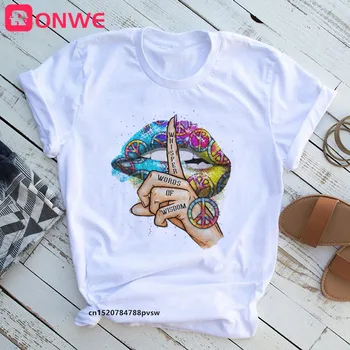 Șoptesc Cuvinte De Înțelepciune Buzele Amuzante Femei Albe Print T-shirt Casual de Vara 90 Harajuku Topuri Tee Haine de sex Feminin,Picătură de Transport maritim